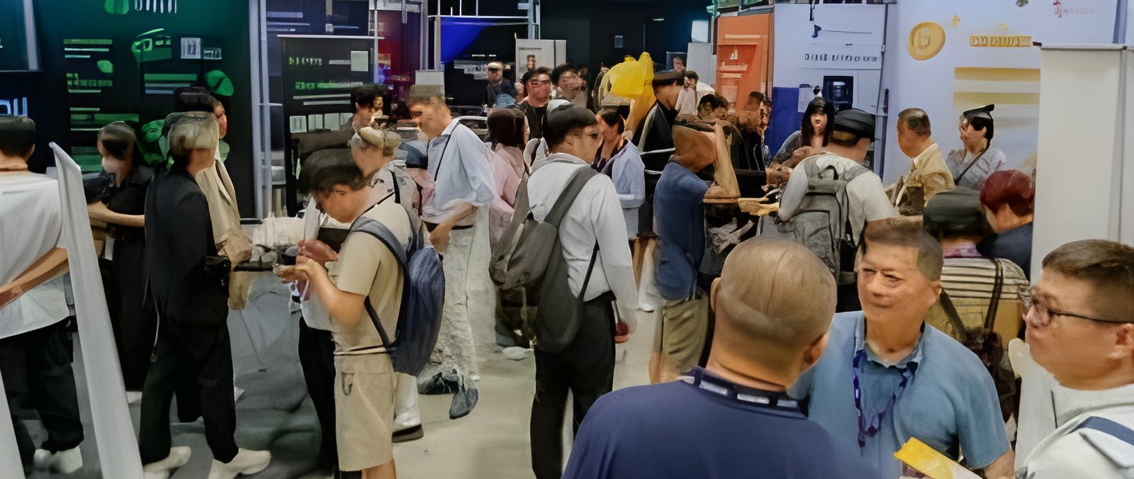 Visitors at a WOW Summit exhibition floor